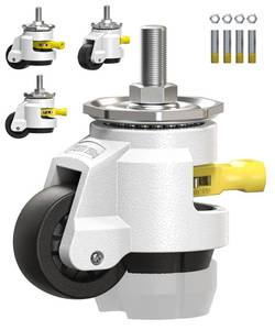 lot 19977 image: HOLKIE Leveling Stem Casters Set of 4 Heavy Duty Retractable Caster Wheels, 12 and M12 Stem Size, Total Capacity 2200 Lbs, Adjustable Wheel with Ratchet Handle for Workbench, Machine, Equipment
