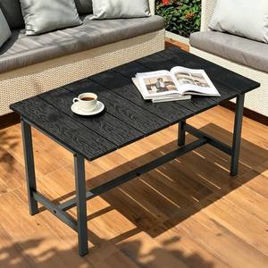 lot 19984 image: Outdoor Coffee Table, 33.4L x 17.3W x 18.1H Rectangle Weather-Resistant Patio Coffee Table, Metal Heavy-Duty Frame Coffee Side Table, Waterproof for Garden, Porch, Balcony, Deck, Poolside, Black