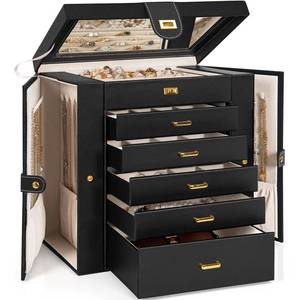 lot 19985 image: AKOZLIN 6-Tier Jewelry Box Organizer 5 Drawers Storage Extra Large Black