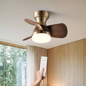 lot 19996 image: RPCFJHG 20Inch Brass small Ceiling Fan, 3 ABS Blades, LED Ceiling Fan,can be Controlled by Remote Control, Suitable for Bedroom, Living Room and Kitchen.