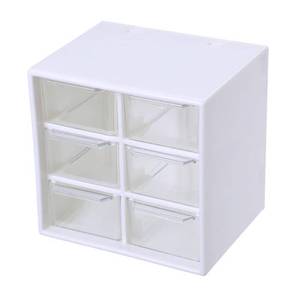 lot 20155 image: Teensery Mini Desk Organizer Plastic Countertop Jewelry Storage Box with 6 Drawers for Home School Office Bathroom, 1 Piece (White)