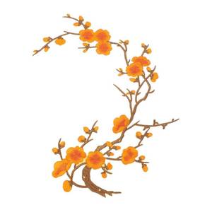 lot 20158 image: MECCANIXITY Plum Blossom Iron-on Patches, Flower Embroidery Appliques Sew on Patch Decoration Applique for Holes Jeans Dress Backpack Hats DIY Clothes, OrangeCoffee
