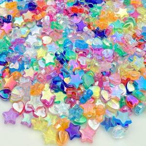 lot 20163 image: Daiyifiy 450 Pcs Acrylic Beads - Mixed Colors AB Crystal Star Heart Beads for Jewelry Making DIY Bracelet Necklace Earrings