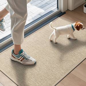 lot 20165 image: LEKEEPGO Door Mat 17x29, Non Slip Washable Indoor Door Mat, Khaki