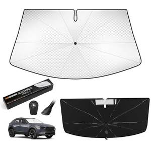 lot 20174 image: VEENJOY Windshield Sun Shade Umbrella Compatible with Mazda CX-30 2020-2026, Foldable Car Sunshade with 360° Bendable Handle & Rearview Mirror Cutout for Dashboard Protection, Upgraded HUPF