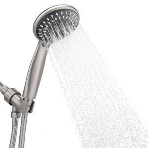 lot 20223 image: Briout Handheld Shower Head High Pressure 5 Modes with Hose, Brushed Nickel