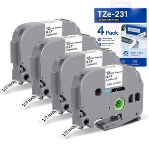 lot 20248 image: BYZ Tape 12mm 0.47 Laminated Black on White Label Tape Cartridges Lot of 3