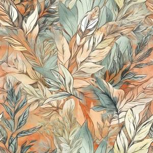 lot 20261 image: BEETAL Boho Watercolor Leaf OrangeYellowGreen Autumn Vintage Peel and Stick Wallpaper Easy Peel Off Contact Paper Stick on Adhesive Wall Paper for Bathroom Waterproof Renter Friendly