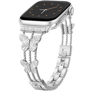 lot 20266 image: Watch Band for Women Silver Dressy Butterfly Bracelet Band for Apple Watch