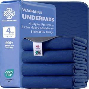 lot 20271 image: Accompagner Incontinence Bed Pads Washable Waterproof Underpads 24x24 4pc