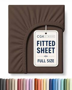 lot 20284 image: Full Fitted Sheet - Single Fitted Sheet Only - 8-16 Deep Pockets - Brown