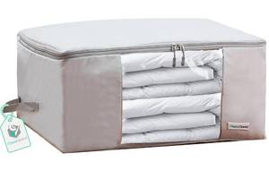 lot 20288 image: Comforter Storage Bag - Folding Organizer bag for KingQueen Comforters, Pillows, Blankets, BeddingQuilt, Blanket, Duvet, Mothproof Space Saver Large Collapsible Organizers, 24x14x11