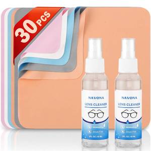 lot 20293 image: 30 Pack Microfiber Glasses Cleaning Cloths with 2 Lens Cleaner Sprays