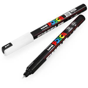 lot 20305 image: POSCA Uni PC-1MR 0.7mm Paint Marker - Black and White (Pack of 2)