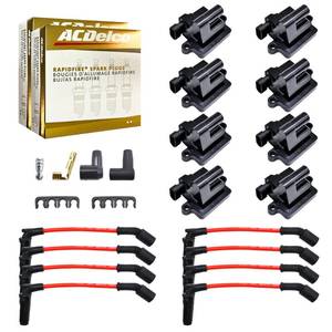 lot 20306 image: MAS Set of 8 Square Ignition Coil Pack UF271 & OEM ACDelco 6 Platinum Spark Plugs & 8.5mm Wires Compatible with Chevy Silverado Suburban Tahoe H2 GMC Yukon Sierra Envoy Replacement for 52-1618 5C1083