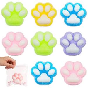 lot 20309 image: 5 Pack Squishy Cat Paw Squeeze Toys, Cute Kawaii Squishies Sensory Mochi Toys, Stress Relieving Fur Ball OPP Packaging Gifts, Party Favors Soft Squishy Fidget Toys for Kids