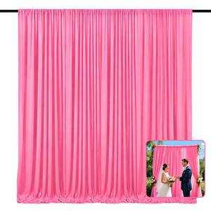 lot 20310 image: 2 Panels Deep Pink Backdrop Curtain, 10 x 10 Feet Polyester Background Curtains for Parties, Weddings, Baby Showers, Halloween, Christmas, Birthday Party Photoshoot Backdrop Curtains Decorations
