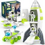 TOY Life Space Rocket Toy for Kid, Shuttle with Astronaut Spaceship Planet and Car, for Boy 3 4 5 6 7 8, Birthday Gift for Age 3+