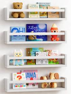 lot 1937 image: Forbena Floating Nursery Wall Book Shelves, Wall Bookshelf for Kids Room