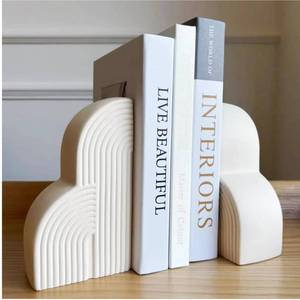 lot 1947 image: Bookends Decorative for Heavy Books - Aesthetic Boho Style, Cream White