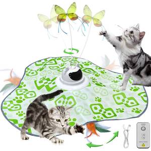 lot 1954 image: AO LI GEI Interactive Cat Toys Hide and Seek,3 in 1 Cats Rechargeable Interactive Kitten Toy with Remote Control, Automatic Fluttering Butterfly, Moving Ambush Feather,Kitten Indoor Cat Exercise Toy