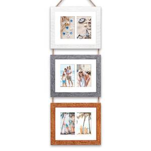 lot 1963 image: KSROECUD 8x10 Hanging Picture Frames with 6 Openings 4x6 Pictures, HD Real Glass 8x10 Wall Hanging Collage frames with Mat, Hemp Rope Multiple Photo Frames for Wall Decor (1 Pack)