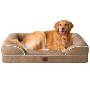 lot 1975 image: EHEYCIGA Orthopedic Dog Beds for Extra Large Dogs, Waterproof Memory Foam XL Dog Bed with Sides, Non-Slip Bottom and Egg-Crate Foam Big Pet Couch Bed with Washable Removable Cover, Camel