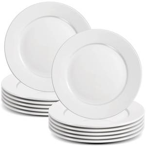 lot 1976 image: Bgtecho 12 PCS White Dinner Plates, 8 Inch Round Dinner Plates Set