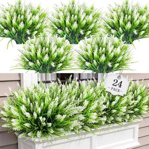 lot 1997 image: BeeAngel 24PCS Artificial Flowers for Outdoors, UV Resistant Fake Grass