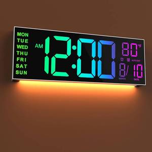 lot 1998 image: JALL 16 Large Digital Wall Mount Clock, Count Down Timer, Alarm, Big LED, 8 RGB Color, DST, Temperature for Living Room Classroom Desk, Xmas, Birthday Gift for Senior Mom Dad (White Shell, 16 inches)