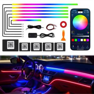 lot 1999 image: Dreamcolor Acrylic Interior Car LED Strip Lights, 6 in 1 Ambient Lighting Kit with Wireless APP, Dynamic Chasing Music Sync Fiber Optic Lights with DIY Mode, Car Inside Lighting Accessories