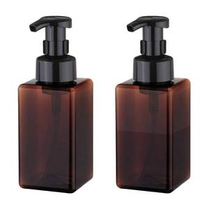 lot 2033 image: UUJOLY Foaming Soap Dispenser, 450ml (15oz) Refillable Pump Bottle Plastic for Liquid Soap, Shampoo, Body Wash (2 Pcs) (Amber)