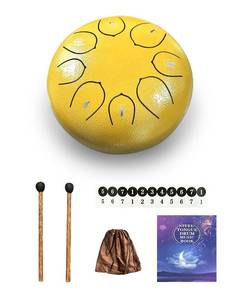 lot 2039 image: Cossain Steel Tongue Drum, 6 Inches 8 Notes Tongue Drum, B Major Rain Drum for Outside, Meditation & Yoga, Percussion Music Gift for All Ages