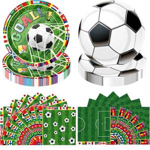 lot 2078 image: ZJJZOAA 40 PCS Disposable Soccer Plates and Napkins Set, Soccer Dinnerware Set-9 inch Soccer Party Plates and Napkins Serve 20 Guests for Sports Birthday Event Party Supplies