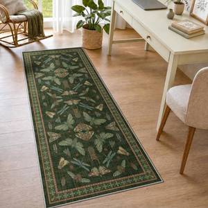 lot 2086 image: Arenarug Runner Rug 2x6 Non Slip Kitchen Rugs Washable Insect Boho Runner Rugs Soft Indoor Floor Mat for Hallways, Laundry, Bathroom, Bedroom, Dark Green