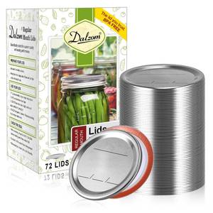 lot 2090 image: Dalzom� 72Pcs Canning Lids Regular Mouth, Premium Mason Jar Lids for Ball, Kerr Jars - Food Grade Material, 100% Fit & Airtight for Regular Mouth Mason Jars