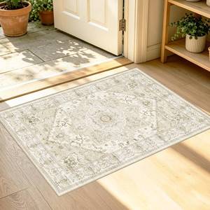 lot 2097 image: AooHHooA Boho 2x3 Entryway Rug, Washable Entry Rug, Beige