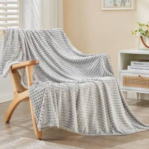 lot 4014 image: EMME Fleece Throw Blanket 50 x 60 Light Grey