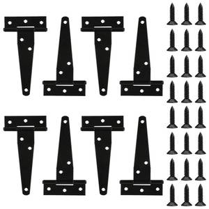 lot 4015 image: XhjzgcTech 8 Pack 4 Inch T Strap Hinges Black