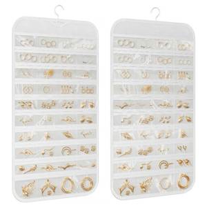 lot 4017 image: DonYeco Hanging Jewelry Organizer 80-Pocket Double-Sided