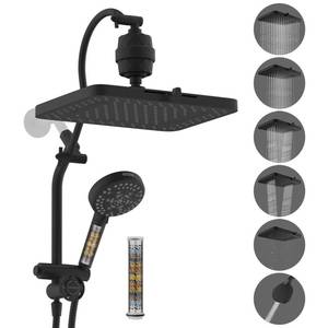 lot 7374 image: Hibbent 5-spray Dual Filtered Rainfall Shower Head with 10 Spray Handheld