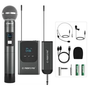 lot 7380 image: Phenyx Pro Dual UHF Digital HandheldHeadset Microphone System PDP-2-1H1B