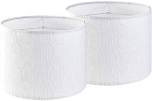 lot 7382 image: GO&SO Set of 2 Pure White Linen Drum Lamp Shade 13x13x10