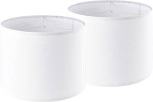 lot 7385 image: Pure-White Drum Lamp Shades Set of 2 Large Lampshade 14Top x 14Bottom x 11High(Spider) Modern Lamp Shade for Table and Bedside Lamp - Lampshade Replacement ��