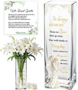 lot 7390 image: Sympathy Memorial Flowers Vase, Angel Condolence Gifts for Loss of Loved One, Bereavement Gifts, Memorial Gift for Mom Dad Husband Sister Friend, Grief Gifts for Women, Candle Holder Vase