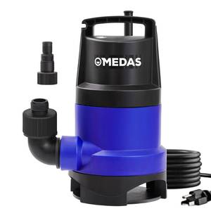 lot 7395 image: MEDAS 1HP 3434 GPH Sump Pump Submersible CleanDirty Water Pump Portable Utility Pump with 16.4ft Cord for Swimming Pool Garden Basement Tub Pond Draining