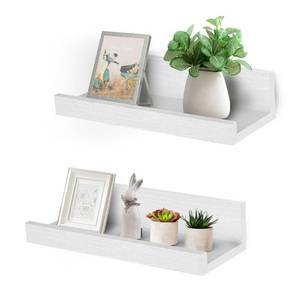 lot 7410 image: Muzilife 12 Small Floating Shelves Wood Wall Shelf with Lip, 2Pcs, White