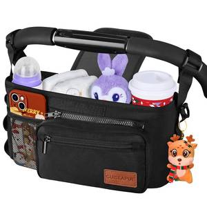 lot 7413 image: Stroller Organizer with Cup Holder, Non-Slip Stroller Caddy Baby Essentials