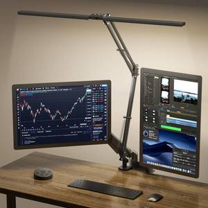 lot 7414 image: SKYLEO Led Desk Lamp for Home Office - 2400LM Ultra Bright Desk Light -Eye Caring Desk Lamp with Clamp - Adjustable Office Lamp with Remote Control- Easy Installation - 24W Black