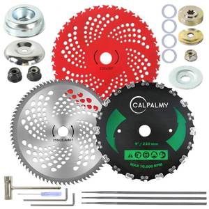 lot 7415 image: CALPALMY Brush Cutter Blade and Adapter Kit - 9 x 20T  9 x 36T  10 x 80T Circular Trimmer Chainsaw Tooth Saw Blade - for Cutters, Trimmers & Weed Eaters �� Trims Trees, String & Underbrush